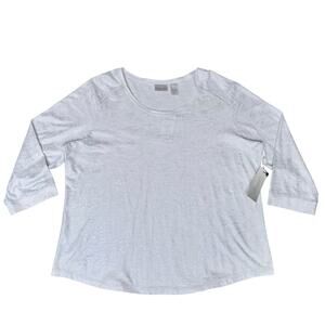 Zenergy Farah Foil 3/4 Sleeves Scoop Tee Optic White Sze 3 Fairy Casual Festival